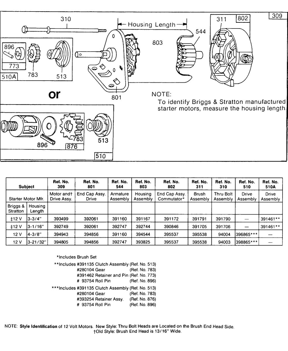 Electric Starter And Chart Diagram and Parts List for 253417-0133-XX  Briggs and Stratton Engine